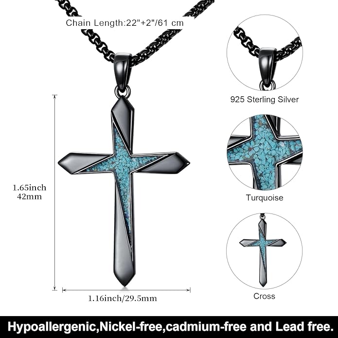 Cross Necklace for Men 925 Sterling Silver Celtic Cross Pendant Christian Jewelry Religious Christmas Gifts for Women
