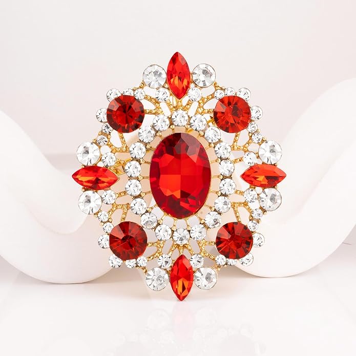 LAXPICOL Vintage Clear Austrian Crystal Brooch Pin for Women Elegant Wedding Bridal Brooches Broach Pin 1.69"*1.39"