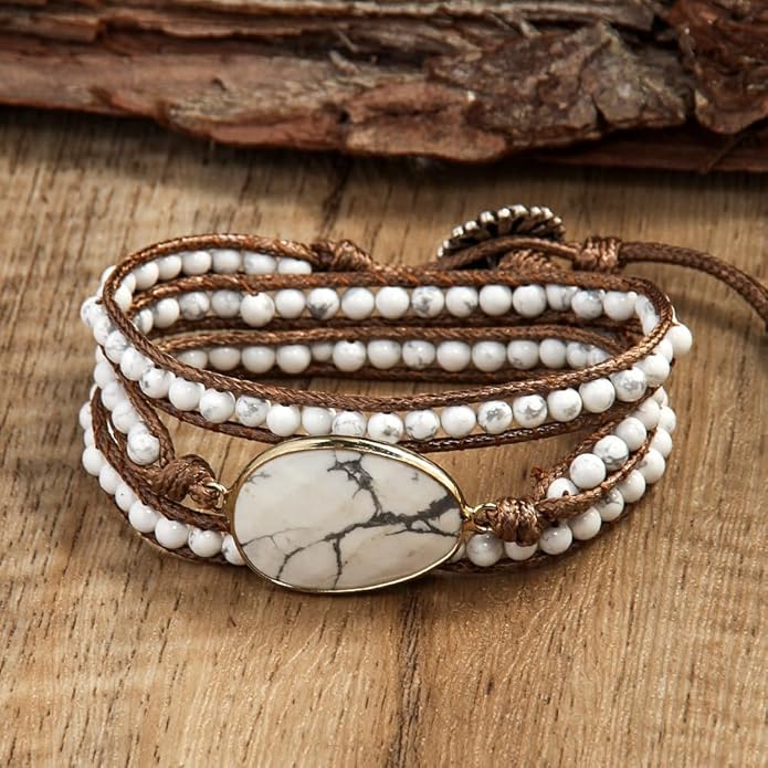 ZOSOJONA Boho Wrap Bead Bracelet for Women - Handmade Adjustable Natural Stone Beaded Bracelets Rope Yoga Healing Bracelet Bangle Hippie Jewelry