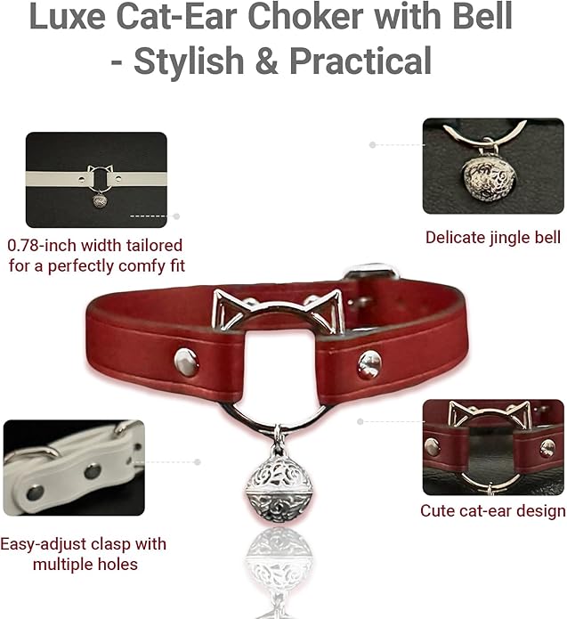 Leather Choker Necklaces for Women, Choker with Bell,Choker Necklace for Women,Kitten Collar，Necklace Western Jewelry for Women.