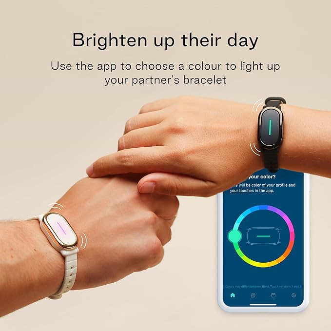 BOND TOUCH 4 Long-Distance Relationship Smart Bracelet for Couples to Feel Connected (1 Unit) Long Battery Life, Bluetooth Connection, Haptic Vibration, Compatible with iOS and Android (Off-White)