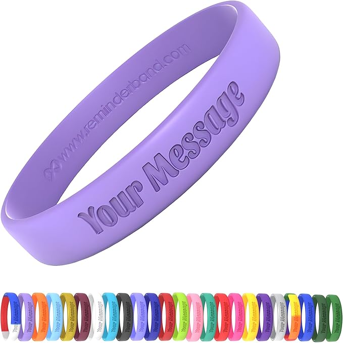 Reminderband Custom Silicone Bracelet – Motivational Wristbands, Bulk Personalized Bands for Events, Awareness, Fundraisers, Gifts – Custom Rubber Bracelets - 1/2" Classic