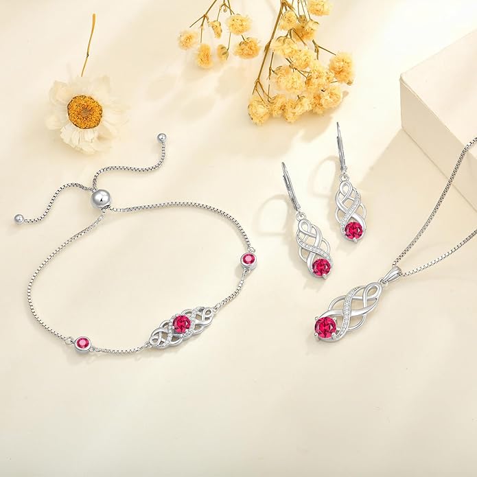 Infinity Celtic Knot Bracelet 925 Sterling Silver Birthstone Bracelet Irish Jewelry for Women