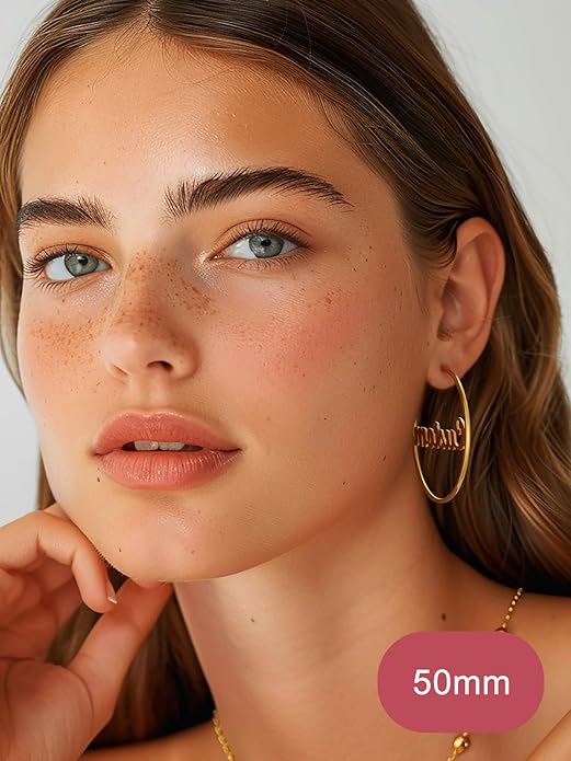 FOCALOOK 14K Gold Plated Lightweight Large Hoops| 2mm Thin Hoop Earrings for Women 30/40/50/70/100mm