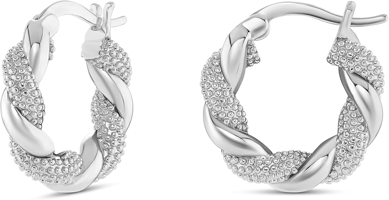 Milla Two Tone Earrings - Small Twisted 14K Gold and Sterling Silver Plated Mixed Metal Earrings, Lightweight and Hypoallergenic