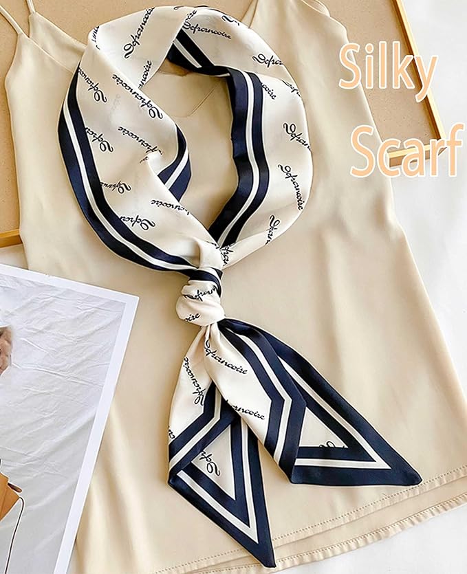 kcctoo 59" Mulberry Silk Like Head Scarf Women's Fashion Square Neck Satin Scarfs for Bag Hair Scarves Gift 59 * 5.9”