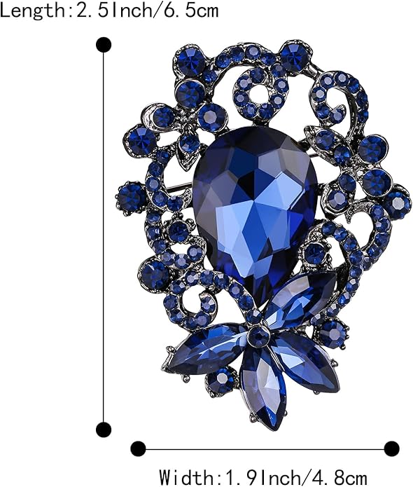 BriLove Elegant Crystal Teardrop Marquise Bouquet Brooch Pin for Women