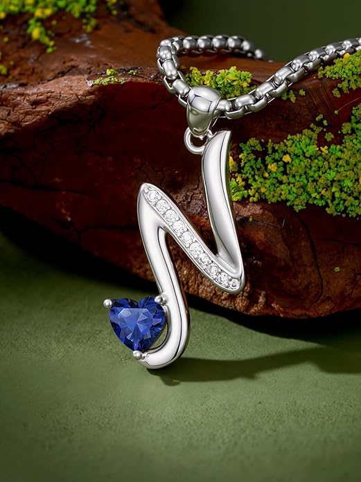 Christmas Gifts for Women Alphabet A to Z Initial Birthstone Pendant Necklaces for Women - 18k White Gold Plated Personalized Name Jewelry Valentine Mothers Day Birthday Gifts for Women Her Girlfriend