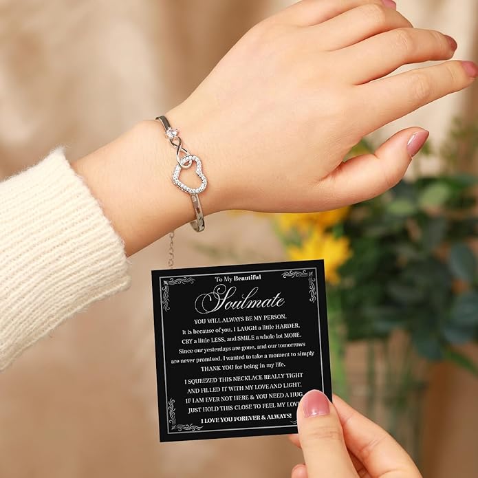 To My Soulmate Bracelet For Women With Heartfelt Message Card & Elegant Box, Bracelet For Girls, Soulmate Birthday, Wedding, Christmas Jewelry Gift From Boyfriend, Husband