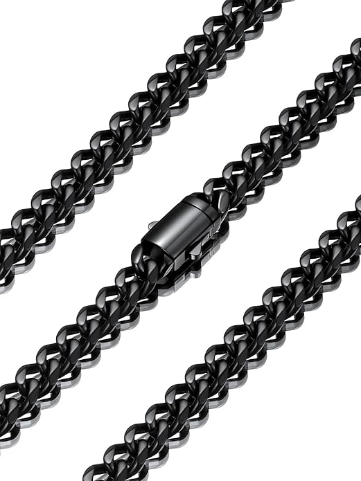 U7 Cuban Link Chain Necklace for Men, Stainless Steel/Black/Gold Mens Necklaces, Chunky Curb Chain Necklace in 6/9/12mm Width 18-30 Inches, Thick Choker Jewelry with Box Packed