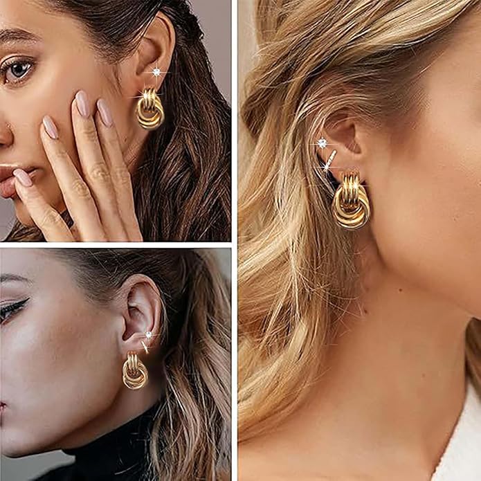 3Pairs Gold Hoop Earrings Set for Women Trendy Chunky Huggie Dainty Earring Jewelry for Women Teens