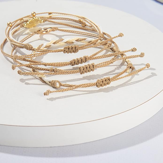 FANCY SHINY Sunflower String Bracelet Boho Braided Rope Wrap Bracelets Cute Summer Beach Surfer Jewelry for Women