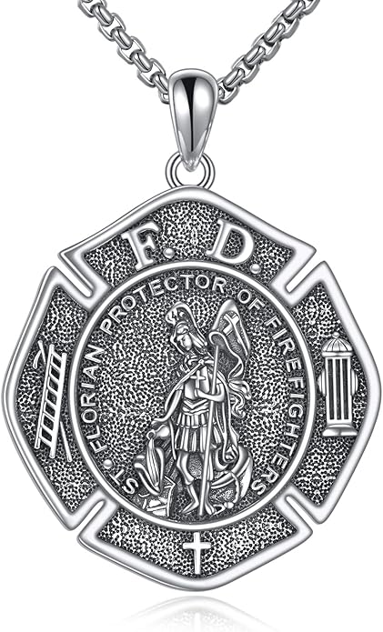 YFN Patron Saint Necklace Sterling Silver Amulet Medal Pendant Religious Protector Jewelry Gifts for Women Men