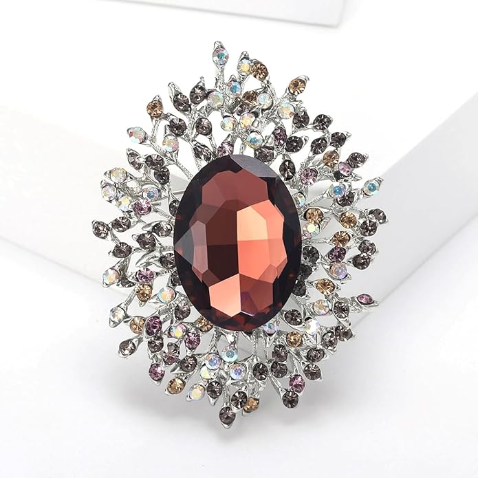 YOQUCOL Elegant Colorful Cubic Zirconia Crystal Bright Rhinestone Brooch Pins for Women Grils
