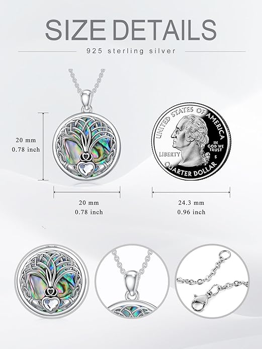 Seiyang 925 Sterling Silver Mustard Seed/Cross/Star of David/Triquetra Trinity Knot/Celtic/Claddagh Necklace Christian/Irish Jewelry Gifts for Women Mom Her