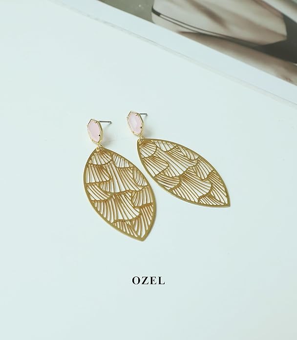 OZEL – Crystal Earrings for Women Dangle – 14K Gold Plated Lightweight Daily Fashion Earrings