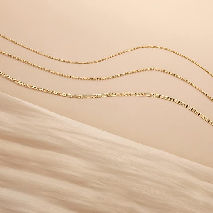 Freekiss Herringbone Necklace for Women,Dainty Gold Necklace,14k Gold Plated Snake,Gold Chain Choker Necklaces,Simple Gold Layered Necklaces,Gold Jewelry Gift for Women