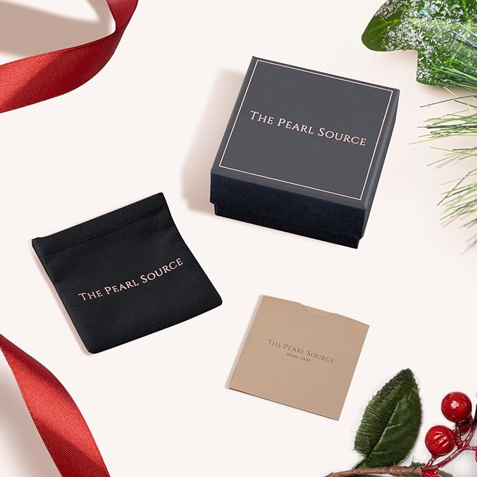 THE PEARL SOURCE AAAA Quality White Round Freshwater Cultured Pearl Hypoallergenic Earrings for Women | 14K Gold Leverbacks Earrings