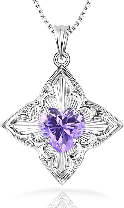 Delicate Four-Leaf Clover Charm Necklace with January Birthstone - S925 Silver, Gift Idea