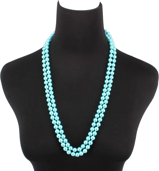 Fashion Faux Pearls Pendants 1920s Beads Cluster Long Pearl Necklace for Costume Party Jewelry 55"