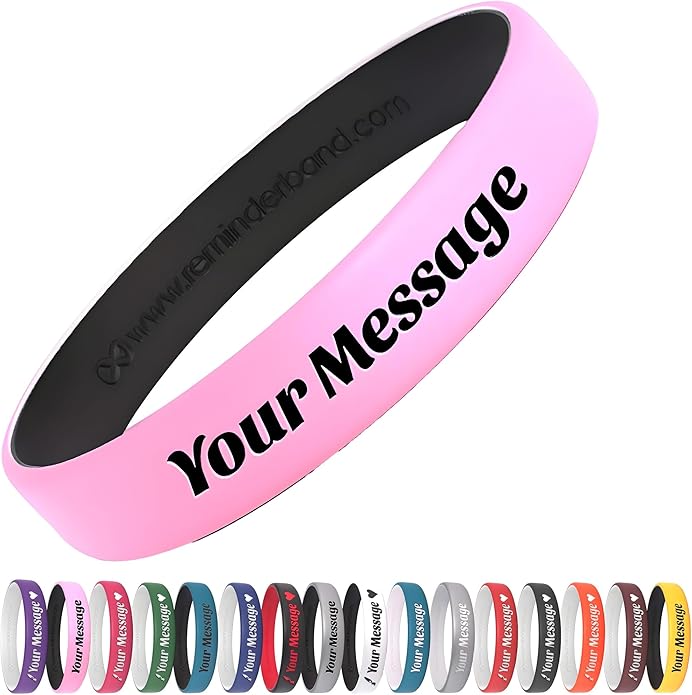 Reminderband Custom 100% Silicone Luxe Wristbands – Personalized Motivational Bracelets, Bulk Rubber Bands for Events, Fundraisers, Awareness, Gifts - Hypoallergenic Bands