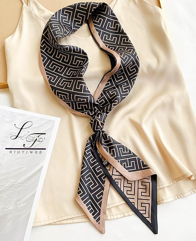 Hioyiwse Head Scarf Hair Neck Scarves For Women Purse Bag Scarfs For Handbags Silky Long Thin Satin Headscarf Fashion