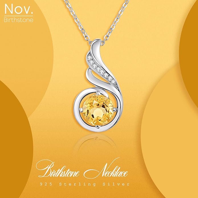 TANGPOET Birthstone Gemstone Necklaces for Women 925 Sterling Silver Dainty Pendant Jewelry Valentines Mothers Day Christmas Birthday Gifts for Mom Girlfriend Wife Daughter