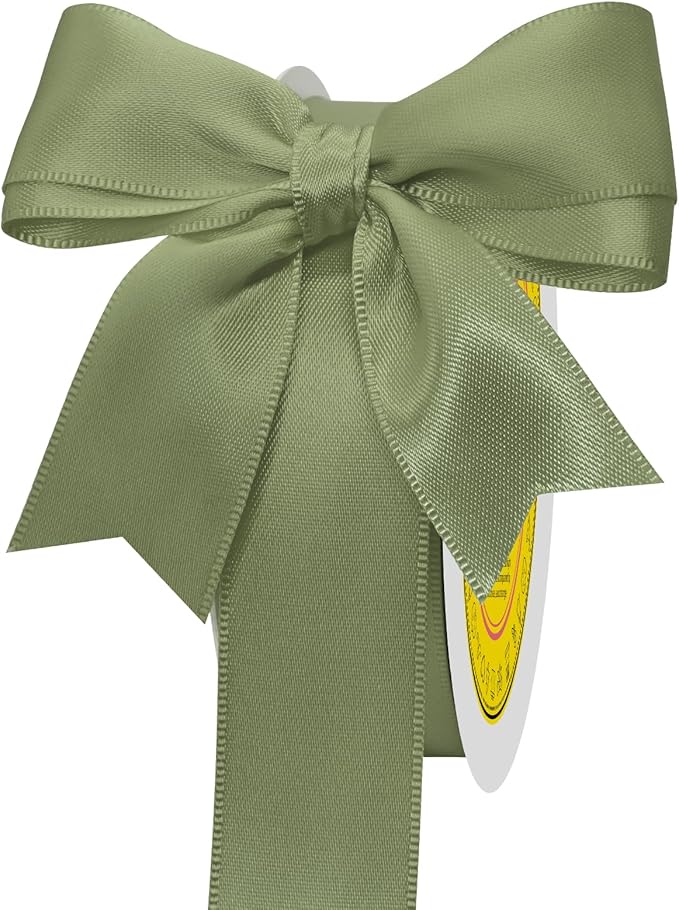 LEEQE Spring Moss Double Face Satin Ribbon 1 inch X 25 Yards Spool Bright Colors Very Suitable for Weddings Gift Package Wrapping Dancer Wand Sewing Party Hair Bow Invitation Decorations and More
