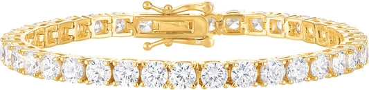 KISPER Tennis Bracelet for Women - 24K White Gold or Gold Plated Round Cut AAAAA CZ, 3mm/4mm Width, Elegant Jewelry Gift, 6.5/7/7.5 Inch