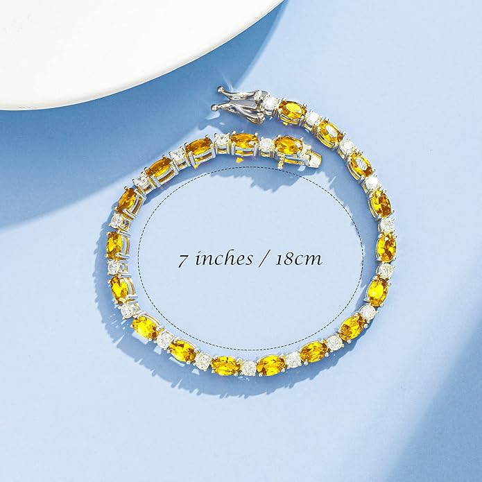 FANCIME Birthstone Bracelets Sterling Silver Tennis Bracelets Charm Fine Jewelry Birthday Gifts for Women 7"
