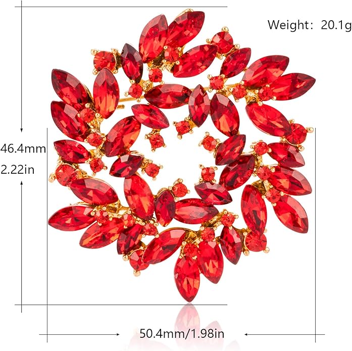 LAXPICOL Fashion Sparkly Austrian Crystal Flower Brooch Pin for Women Elegant Wedding Bridal Broach Pin 2"*2"
