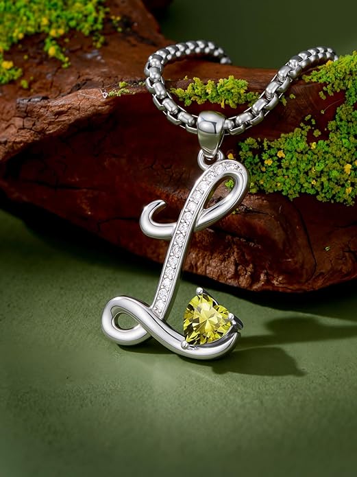 Christmas Gifts for Women Alphabet A to Z Initial Birthstone Pendant Necklaces for Women - 18k White Gold Plated Personalized Name Jewelry Valentine Mothers Day Birthday Gifts for Women Her Girlfriend