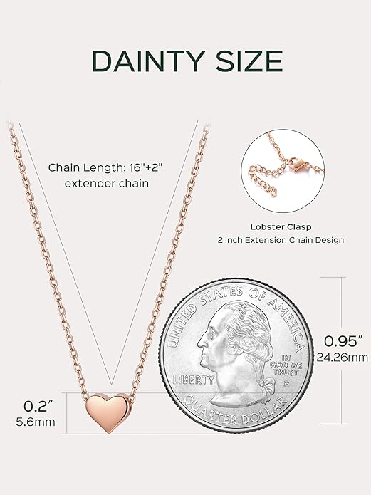 ChicSilver Personalized 925 Sterling Silver Dainty Small Heart/Star/Moon/Dot/Triangle Pendant Necklace for Women, Silver/Gold/Rose Gold/Black (with Gift Box)