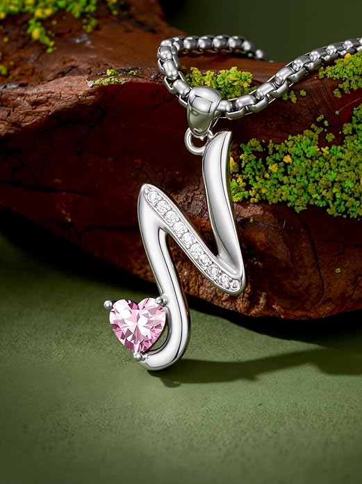 Christmas Gifts for Women Alphabet A to Z Initial Birthstone Pendant Necklaces for Women - 18k White Gold Plated Personalized Name Jewelry Valentine Mothers Day Birthday Gifts for Women Her Girlfriend