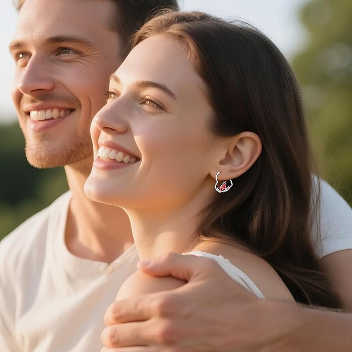 YFN Animal Earrings Sterling Silver Animal Heart Hoop Dangle Earrings Cute Jewelry Gifts for Women