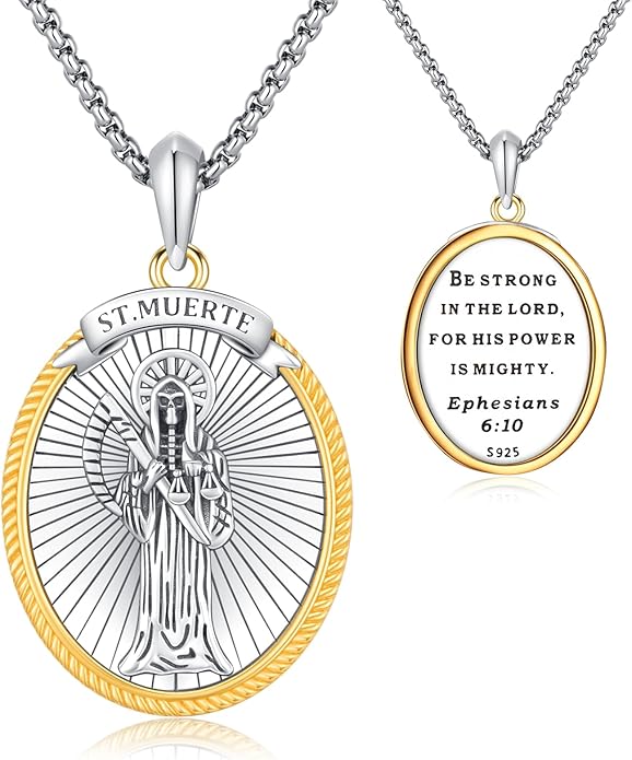Taioiat Saint Necklace 925 Sterling Silver St Necklace Amulet Pendant Jewelry Religious Gift for Men Women