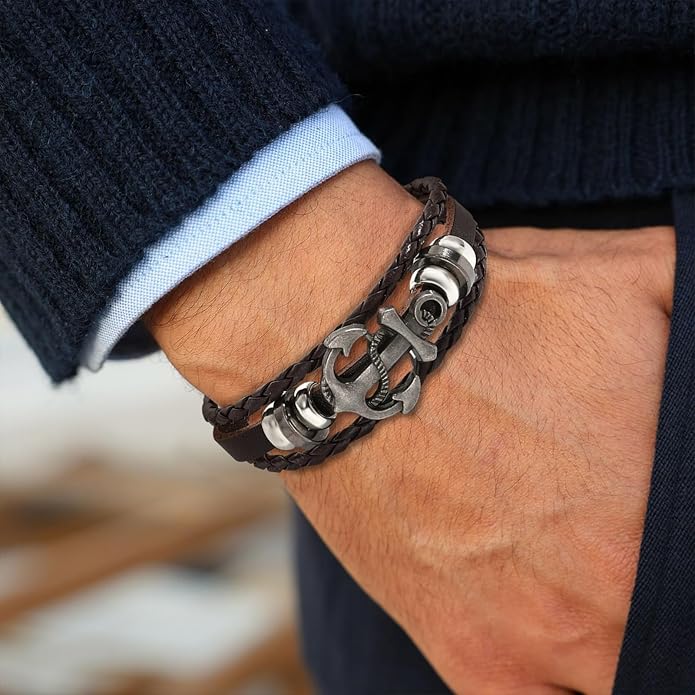 VIBILIA Vintage Leather Wrap Bracelets for Men Women, Multi-Strand Bracelets with Strong Clasp Ethnic Tribal Bracelets