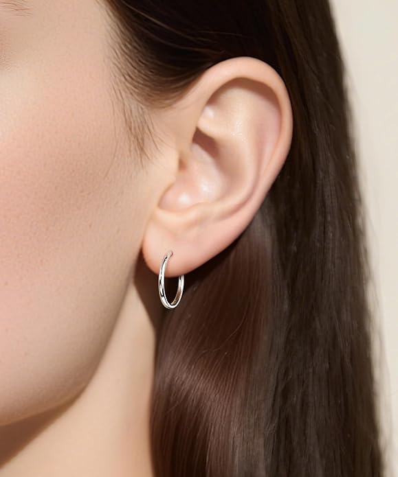 Monkton Huggie Earrings S925 Sterling Silver Minimalist Hoop Earrings - 14mm/16mm/18mm Chic Lightweight Hypoallergenic Women's Jewelry
