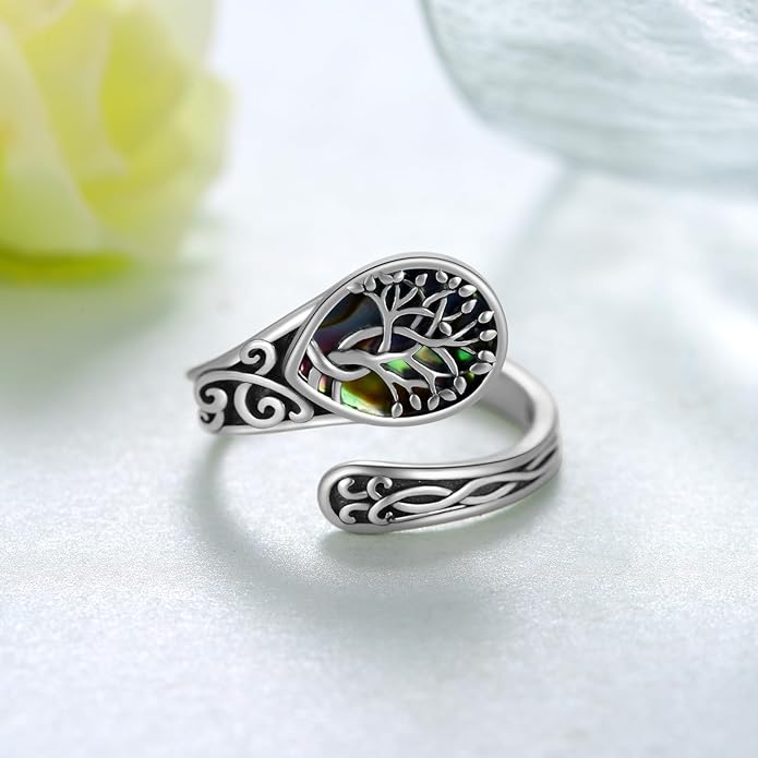 Spoon Rings for Women 925 Sterling Silver Mushroom/Phoenix/Snake/Cardinal/Octopus/Tree of Life/Sunflower/Highland Cow/Dragonfly/Dragon/Horse/Sea Turtle/Frog Rings
