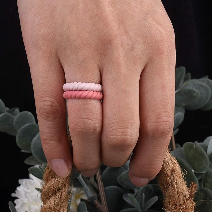 Egnaro Women's Bridal Rings Sets, Thin and Stackable Rubber Rings Women Wedding Bands - 2.5mm Width - 1.8mm Thick