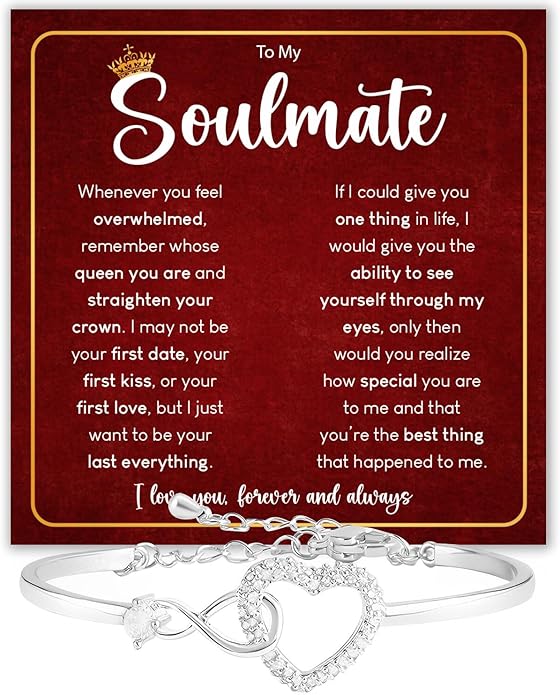 To My Soulmate Bracelet For Women With Heartfelt Message Card & Elegant Box, Bracelet For Girls, Soulmate Birthday, Wedding, Christmas Jewelry Gift From Boyfriend, Husband