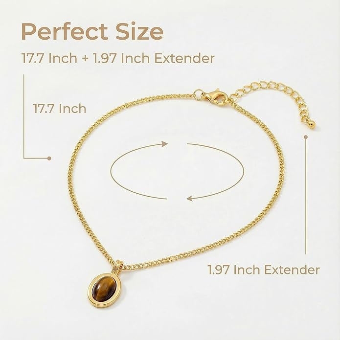 Lume Pick Mother of Pearl & Tiger Eye Copper Gold Plated Necklace,Birthday Gifts for Women, Fashion Jewelry, Minimalist Retro Bohemian Cute Styles