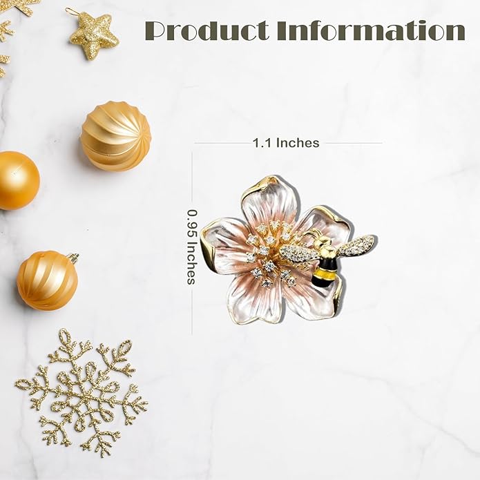 UNVAK Rhinestone Flower Brooch - Crystal Flower Pin for Women - Valentine's Day & Mother's Day Gift