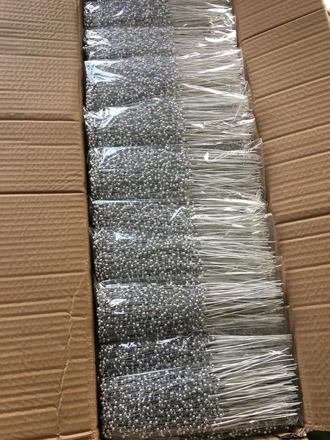 100 Pieces String Pearls Sticks, BetterJonny 3mm Beads String Creative Pearl Flower Stem Bead Sticks Pearl Beaded Stems DIY Floral Bead Strands for Party Decoration (Silver)