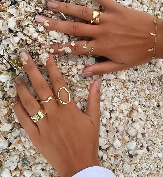 iF YOU 25 Pcs Gold Knuckle Ring Set for Women, Chunky Stackable Finger Midi Rings, Silver Simple Stacking Cute Rings Pack Trendy Stuff Jewelry Gift