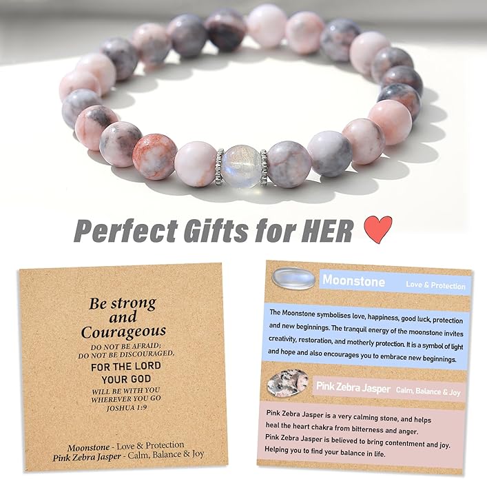 Christmas Stocking Stuffers for Kids/Girls/Teens-Love/Encouragement-Natural Crystal Bracelets-Handmade Cute Gifts