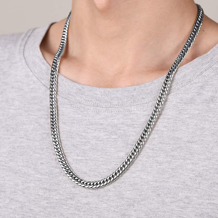FindChic Men Curb Chain Necklace 18K Gold Plated/Stainless Steel/Black Chunky Double Tight Cuban Link Hip Hop Neck Chains for Men Boys 3.5MM/5MM/6MM/7MM/9MM/12MM 14''-30'' 8 Length Options (Send Gift Box)