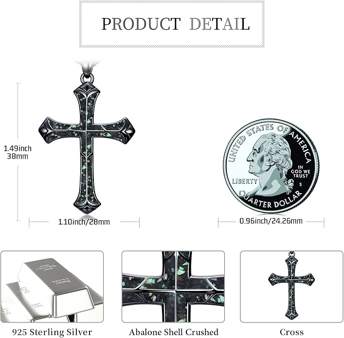 Cross Necklace for Men 925 Sterling Silver Celtic Cross Pendant Christian Jewelry Religious Christmas Gifts for Women