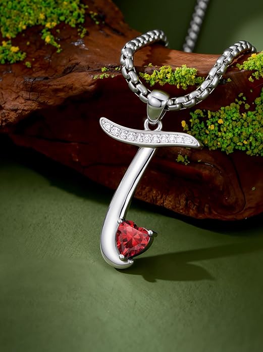Christmas Gifts for Women Alphabet A to Z Initial Birthstone Pendant Necklaces for Women - 18k White Gold Plated Personalized Name Jewelry Valentine Mothers Day Birthday Gifts for Women Her Girlfriend