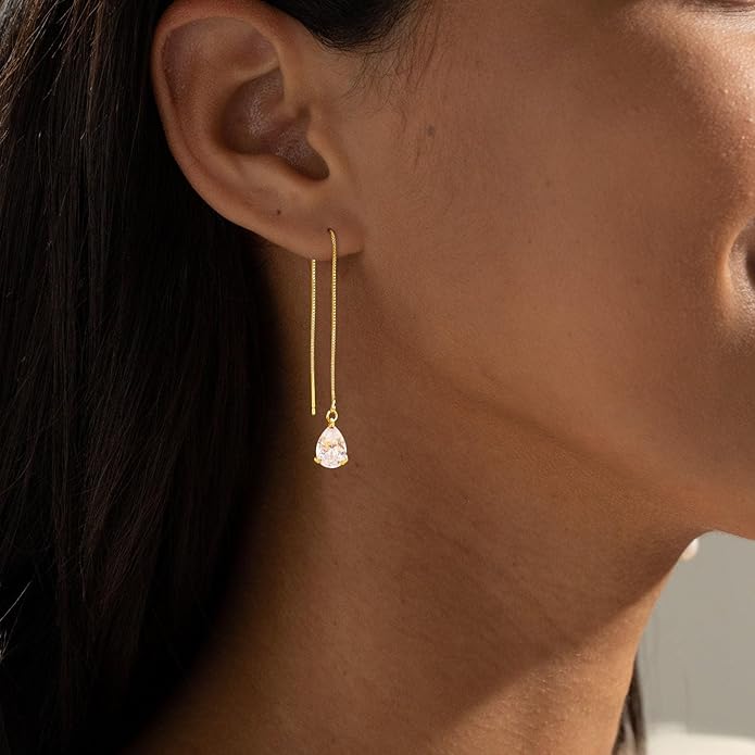 Gold Earrings for Women Trendy, Simple Dainty 14K Gold Plated Paperclip Square Chain Link Dangle Hoops Earrings Pin Stud Huggie Earrings Lightweight Hypoallergenic Minimalist Aesthetic Gold Jewelry for Christmas Gifts